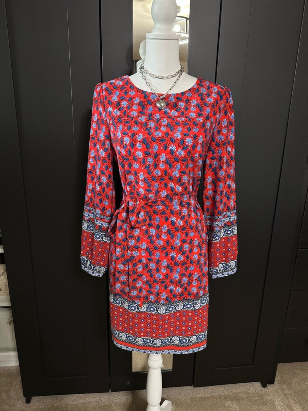 LOFT Floral belted bohemian mini dress Size MP